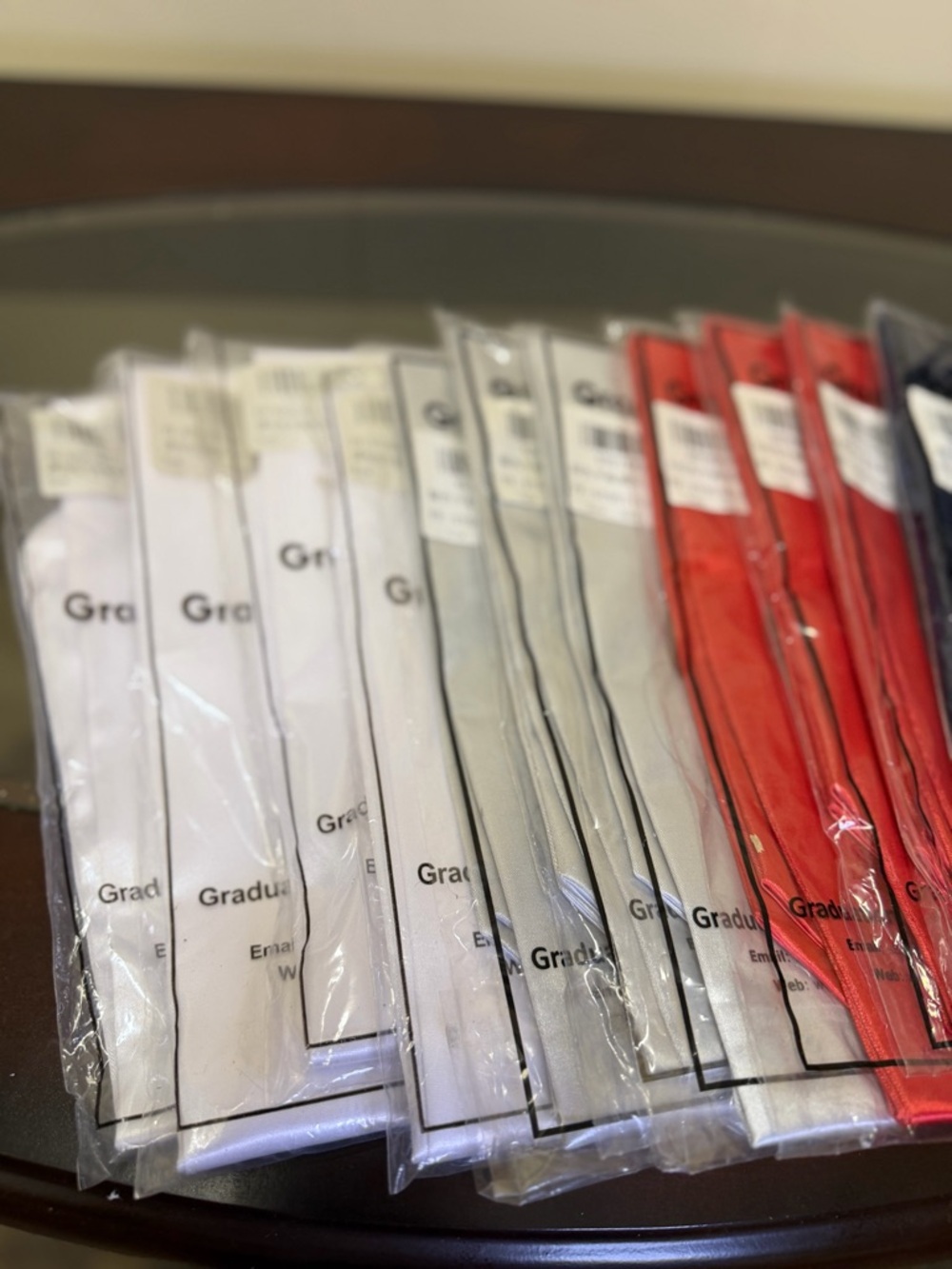 Pack of Graduating Stoles in White, Red & Navy